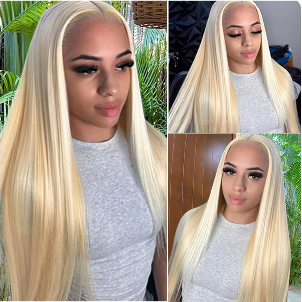 Blonde 613 13x6 Lace Frontal Wig HD 613 Lace Front Human Hair Wig for Women Pre Pucked Straight 100% Human Hair Wigs Can Be Dyed