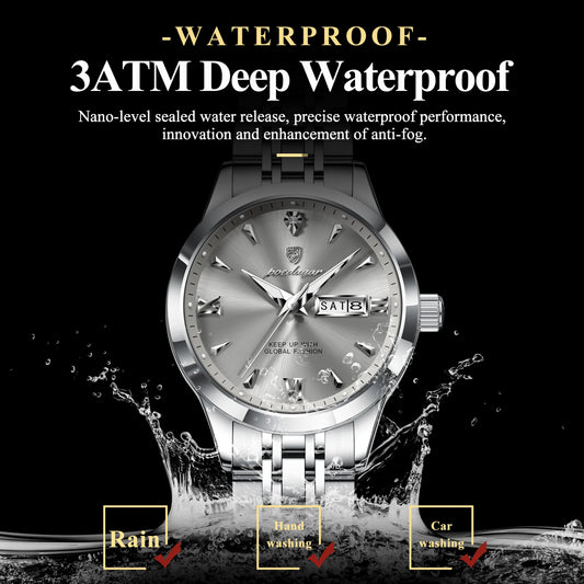 POEDAGAR Original Watch For Woman Waterproof Luminous Date Week Ladies Watch Stainless Steel Quartz Women's Watches Female Reloj