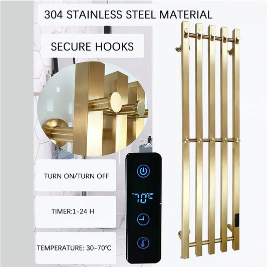 Bathroom Electric Towel Warmer Heated Towel Rack Plug-in/Hardwired Towel Radiator 120CM 3/4 Bars Wall Mount Towel Dryer