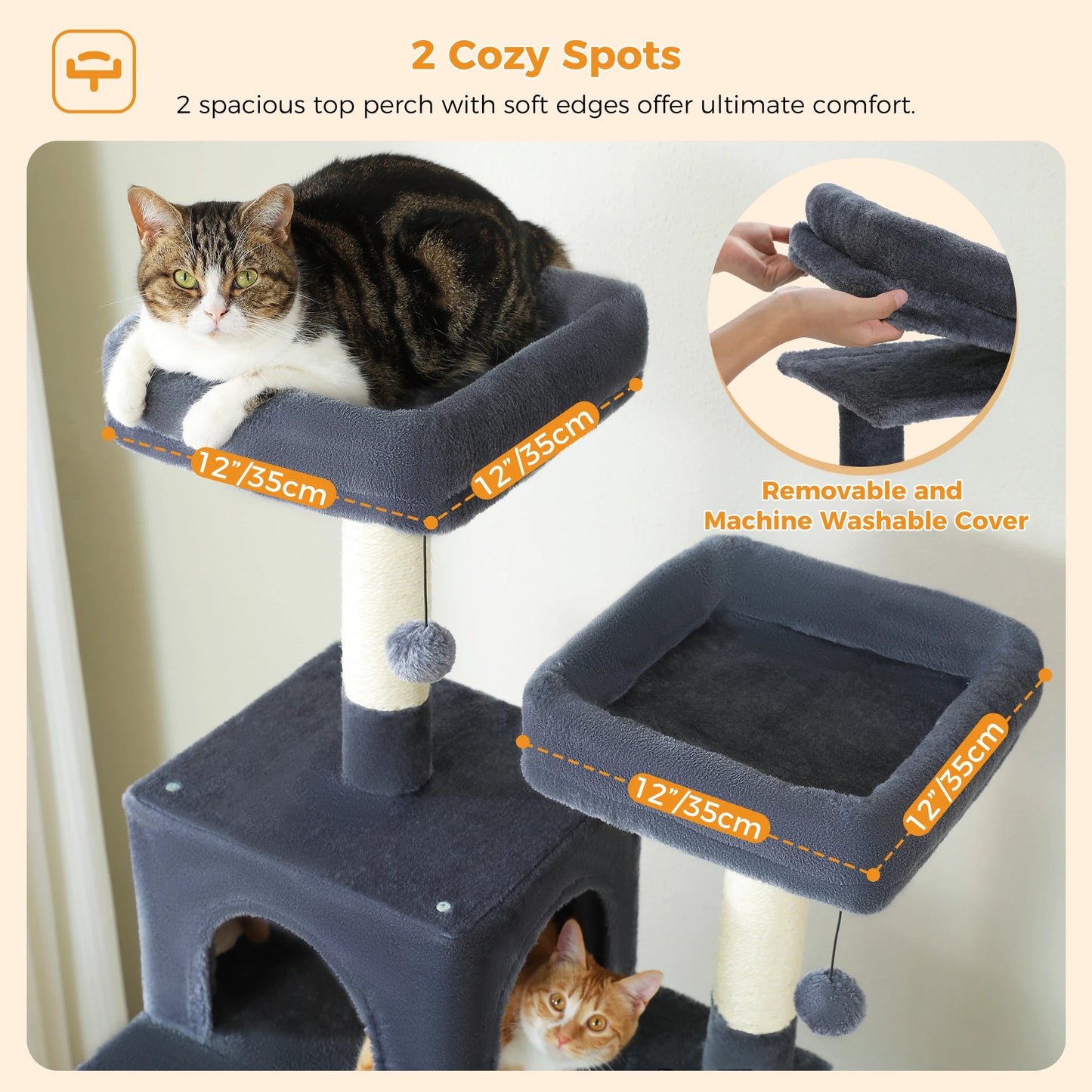 184cm Large Cat Tree and Tower for Indoor Cats With Sisal-Covered Scratching Posts Spacious Hammock Padded Perches and Condos