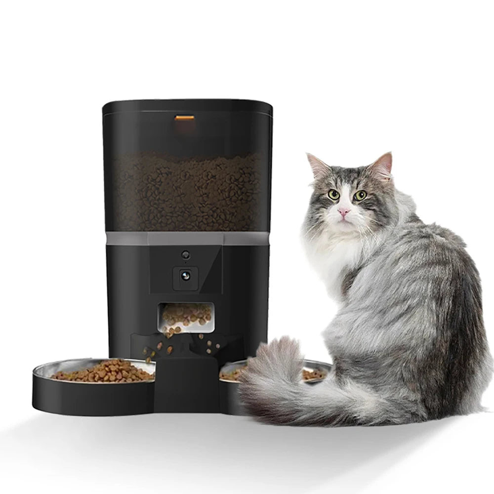 4L Smart Automatic Pet Feeder – Camera & Voice Video Cat and Small Animal Food Dispenser with Dog Feeding Bowl