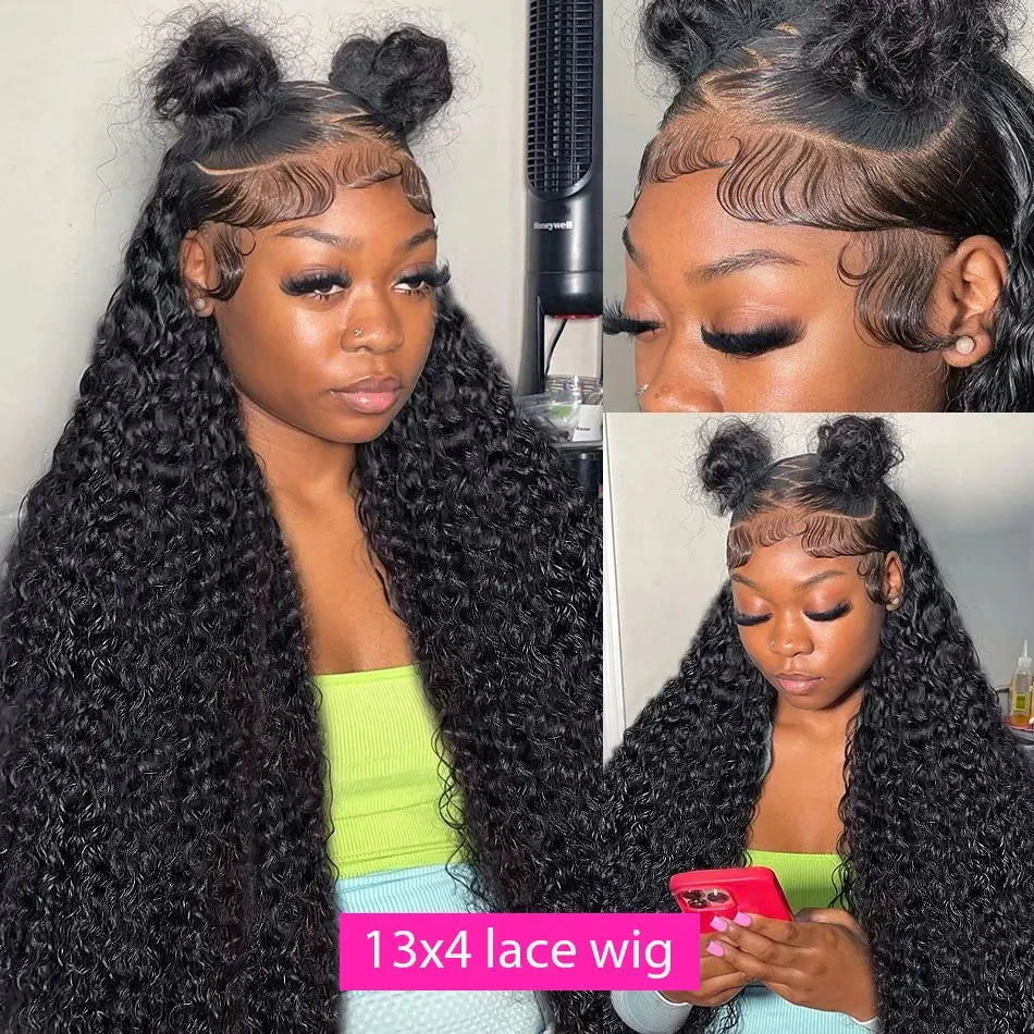 Deep Wave 250% High Density 13x6 HD Lace Frontal Human Hair Wig Brazilian Curly Water Wave Lace Frontal Wigs For Women CEXXY