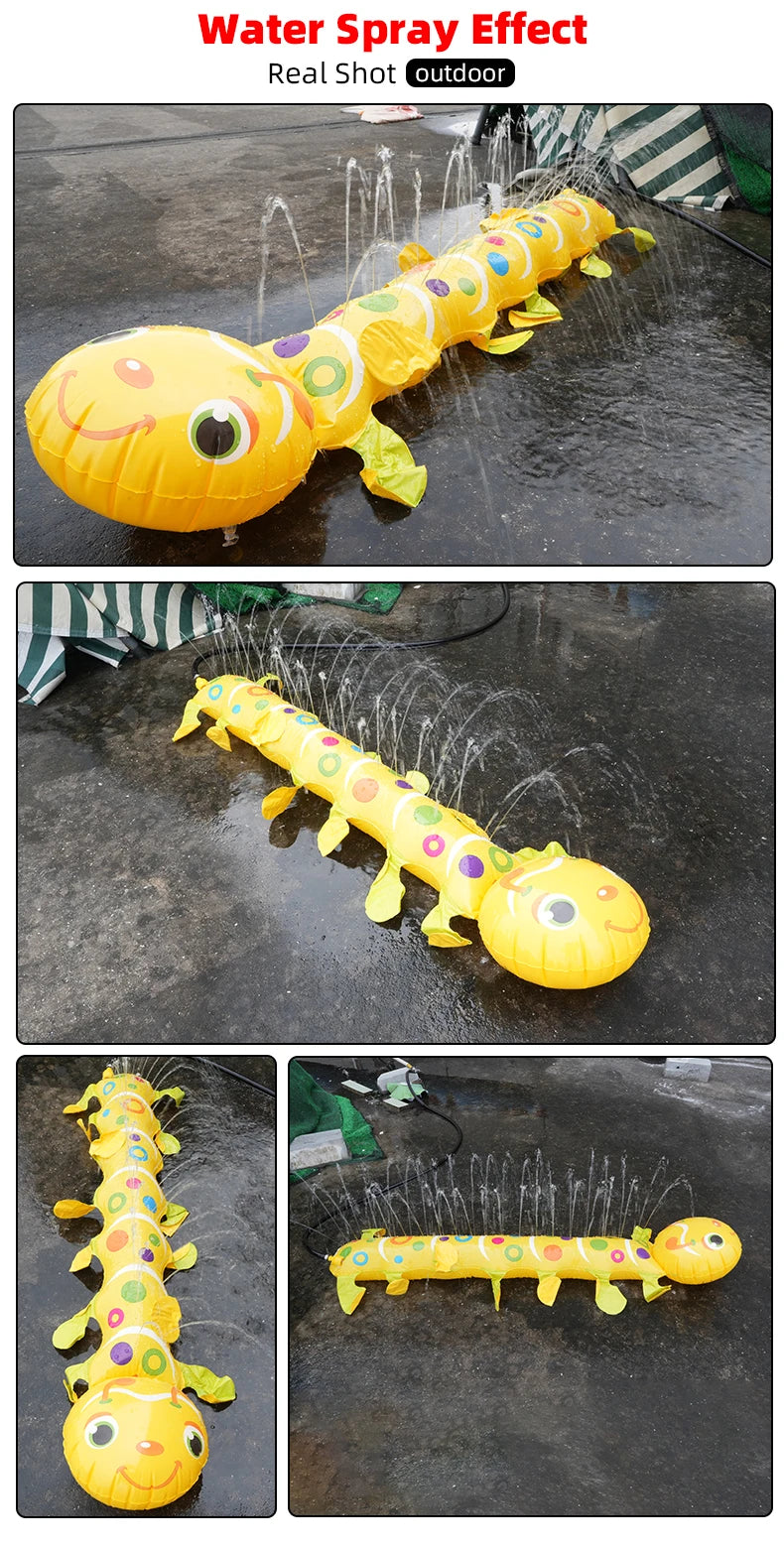 Caterpillar Sprinkler Pad Splash Play Mat for Kids Toddlers Summer Outdoor Backyard Lawn Water Toys Inflatable Spray Pad