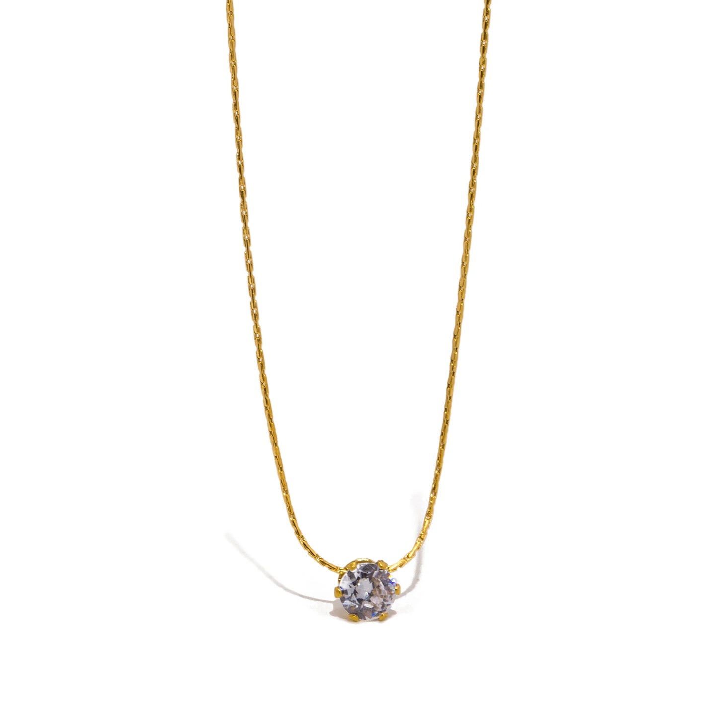 Stainless Steel Zircon Pendant Necklace