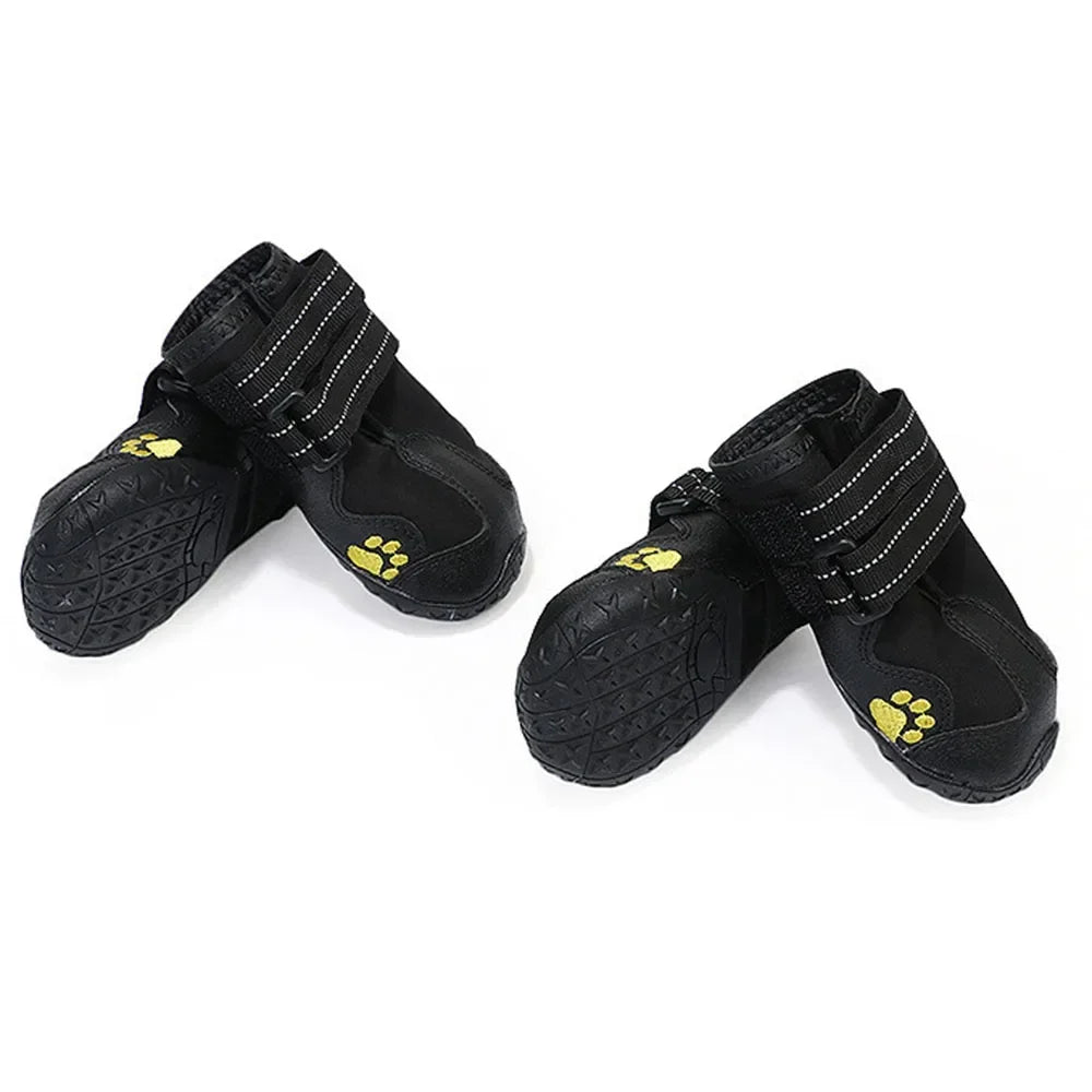 Dog Socks & Boots – 4pcs Reflective Waterproof Anti-Slip Shoes for Medium and Large Dogs, Warm for Snow & Rain