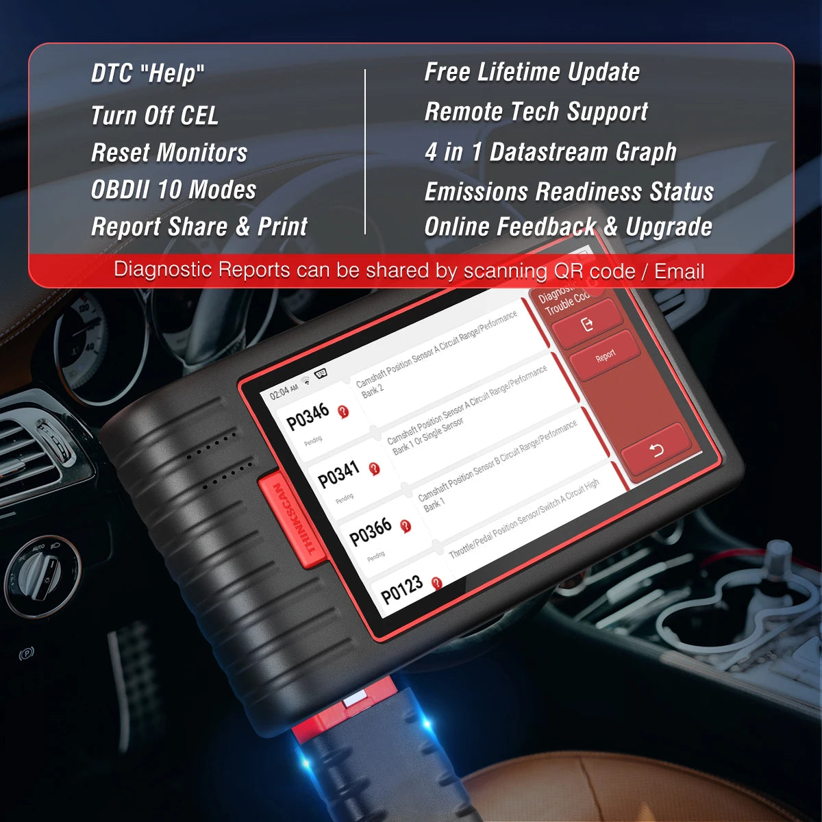 THINKCAR Thinkscan Max 2 Car Full System Diagnostic Tools TPM AF DPF IMMO 28 Reset ECU Coding Auto OBD OBD2 Scanner CANFD For GM