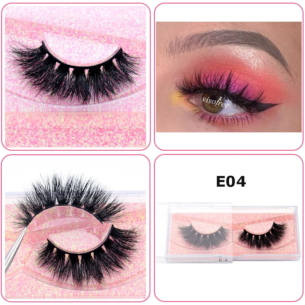 Visofree 3D Mink Half Lashes – Natural Long False Eyelashes with Clear Band, Handmade HT04