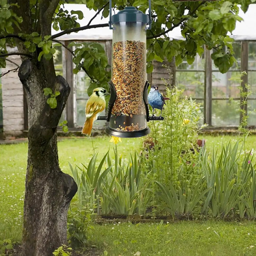 Dangling Squirrel-Proof Bird Feeder – Tubular PP Bird Food Dispenser