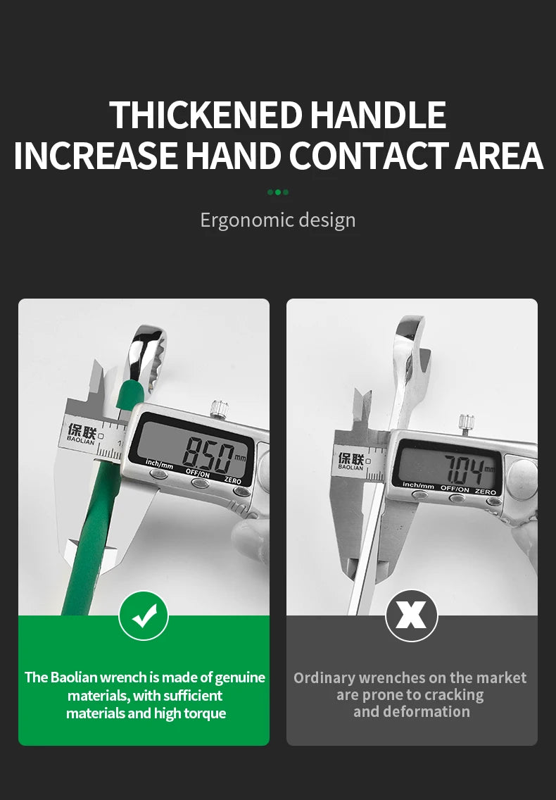 BaoLian Durable Wrench 8-30mm Plum Blossoms Open Combination Wrench Two-Way Double Fast Wrench Auto Repair Tools