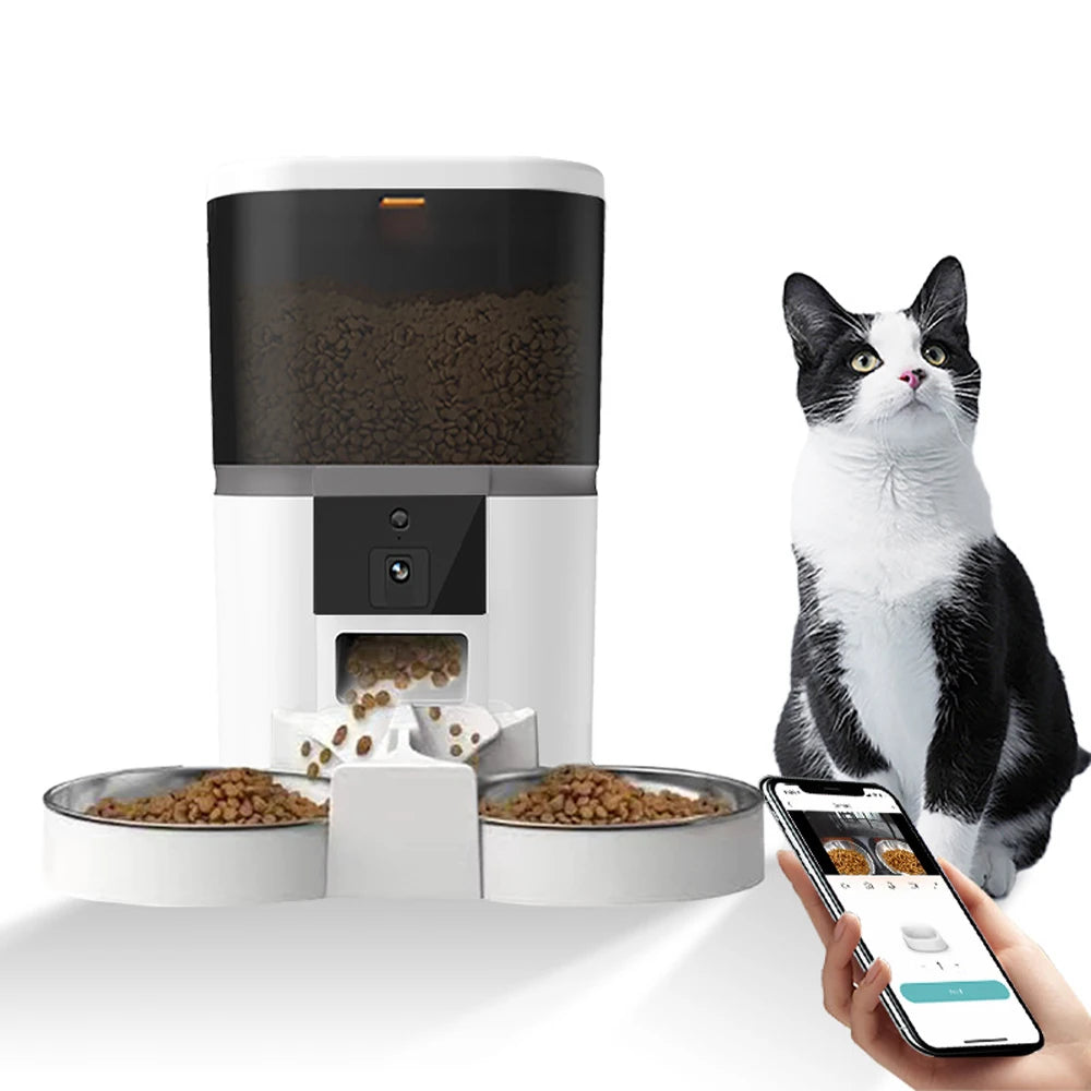 4L Smart Automatic Pet Feeder – Camera & Voice Video Cat and Small Animal Food Dispenser with Dog Feeding Bowl