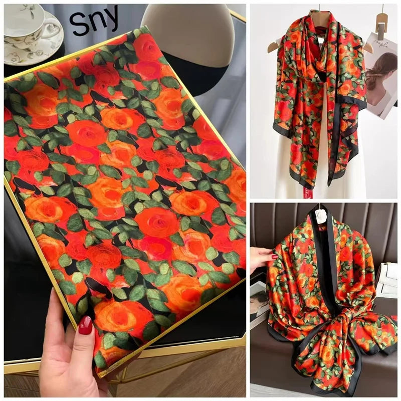Tensili Brocade Satin Scarf Printed Silk Shawls