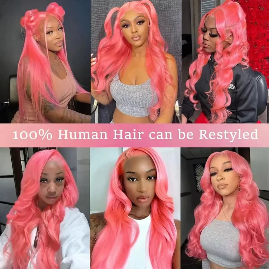 Lafino Pink Human Hair Wig Body Wave 13x6 Hd Lace Frontal Wig Loose Body Wave 13x4 Lace Front Wig Human Hair Colored Human Hair