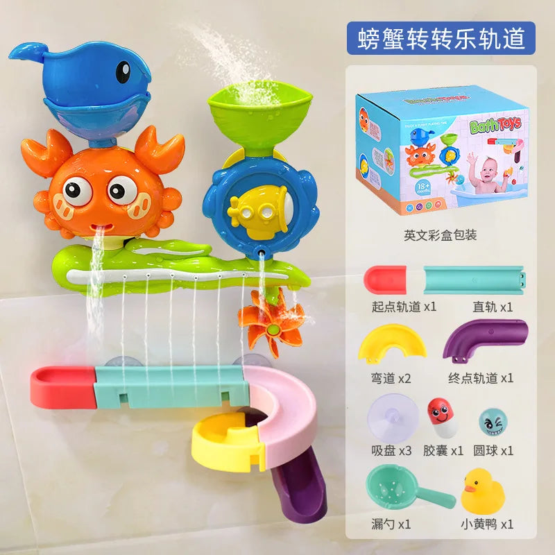 Baby Bathtub Water Play Set Rotating Sprinkler Kids Bath Toys Games for Bath Toddler Bathroom Suction Cup Shower Toys for Infant