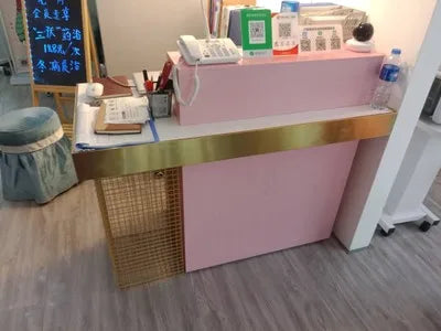 Counter commercial, store small simple beauty salon front desk reception desk