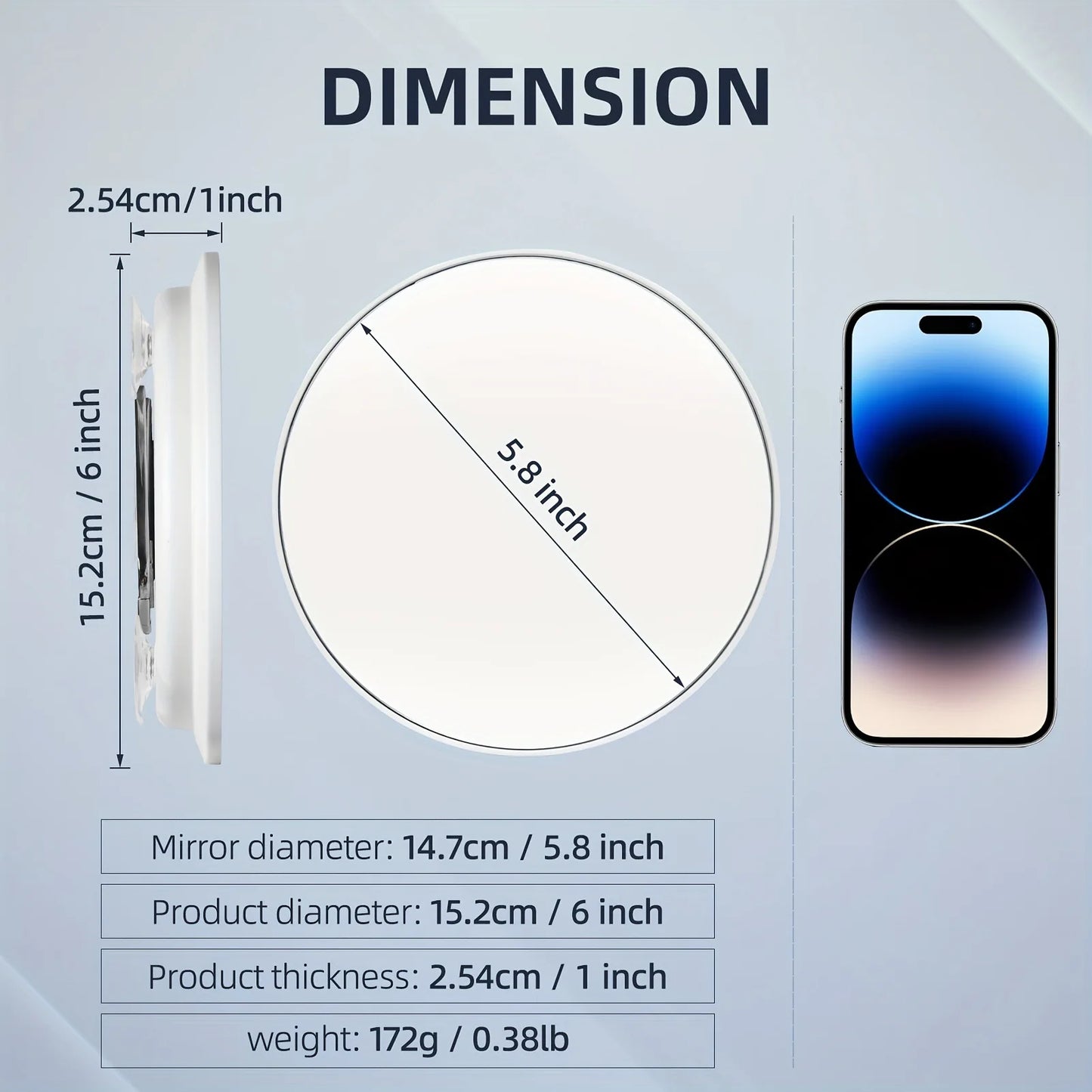 6" Round Make Up Mirror magnifying 10x 20x 30x Times With Suction Cups For Bathroom Mirror With 360 Stand
