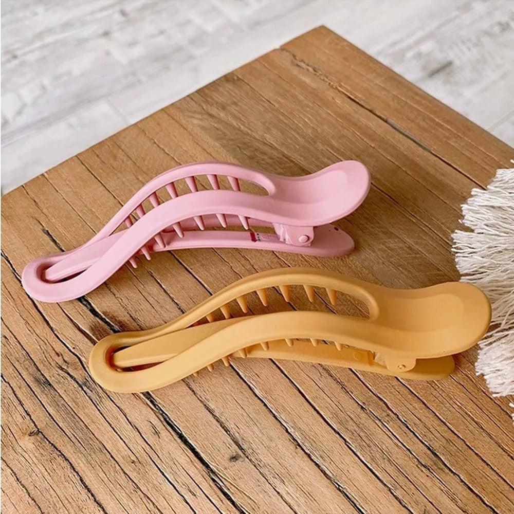 Large Matte Candy Color Hair Claw – Simple Plastic Duckbill Clip for Women and Girls