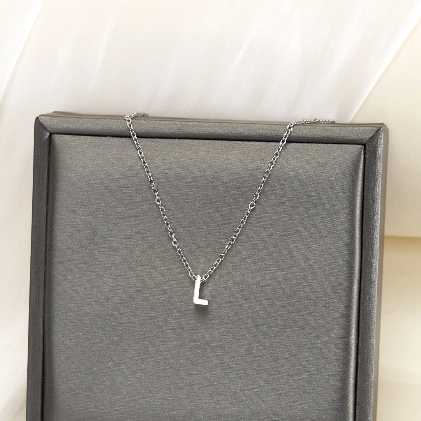 Silver Color Tiny A-Z Initial Letter Necklace for Women Stainless Steel 26 Alphabet Name Pendant Necklaces Jewelry Birthday Gift
