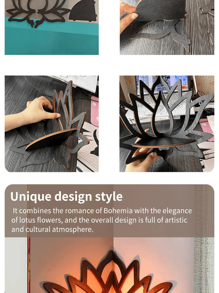 Wooden Lotus Hollow Essential Oil Candle Holder