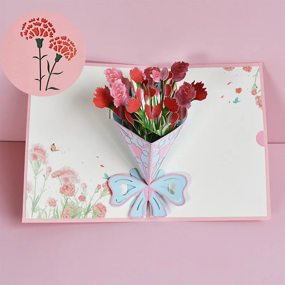 Exquisite 3D Pop Up Peach Blossom Tree Greeting Card Birthday Gifts Rose Flowers Cake Postcard For Children To Blessing Teacher