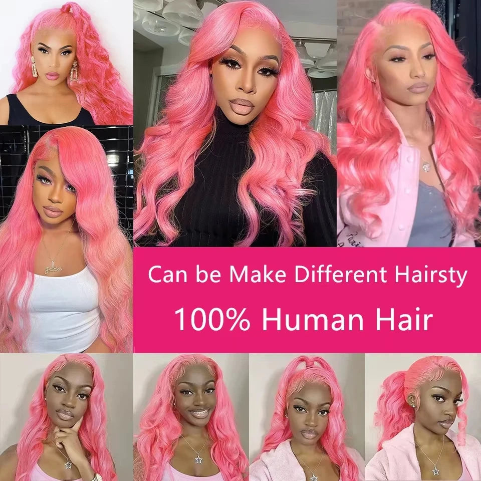 Lafino Pink Human Hair Wig Body Wave 13x6 Hd Lace Frontal Wig Loose Body Wave 13x4 Lace Front Wig Human Hair Colored Human Hair