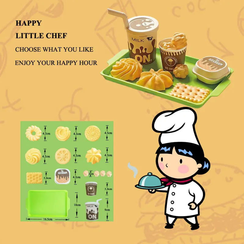 Kids Mini Kitchen Toy Pretends Play Simulated Food Hamburger Cookie Miniature Accessories for Children Girl Educational Gift