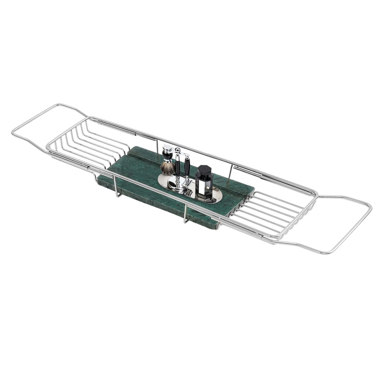 Expandable Stainless Steel Bathtub Tray, Bathtub Tray with Marble Board 68-90cm