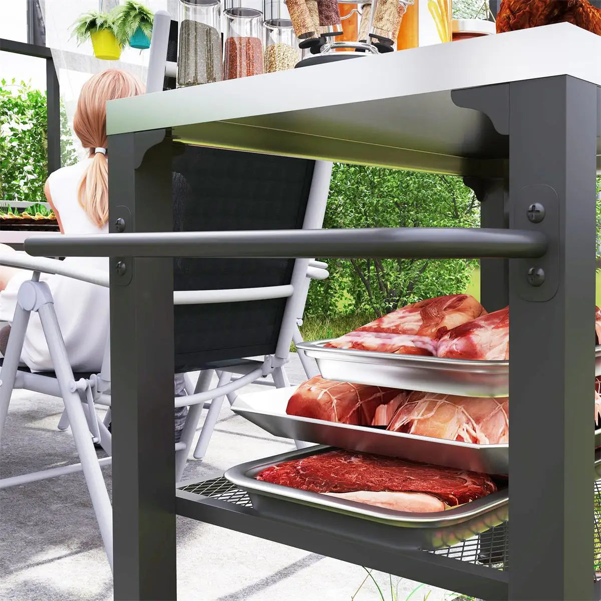 Multi-Functional Camping Cart & Grill Cart - Portable Outdoor Utility Trolley for Adventures