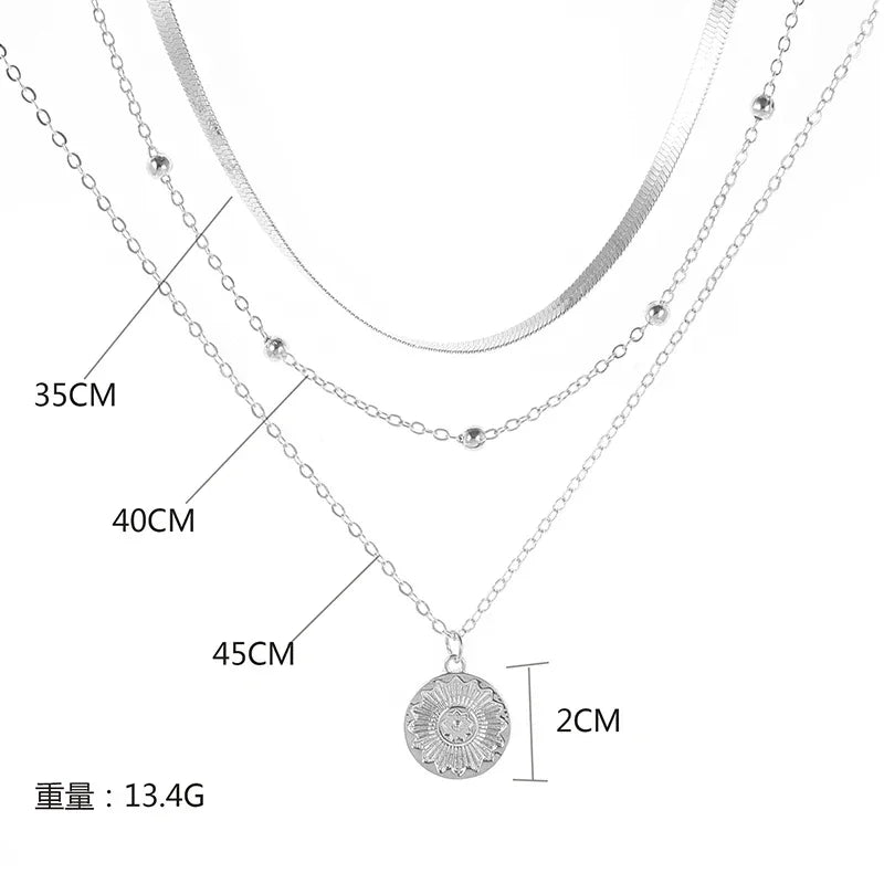 3 Layer Round Pendant Necklaces