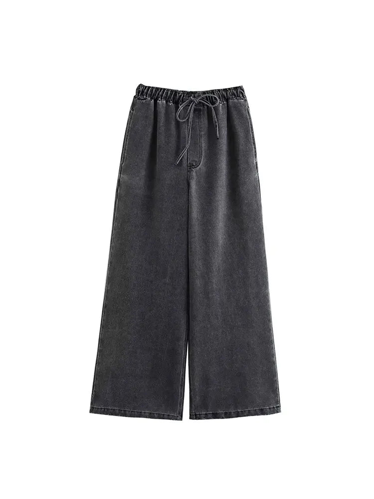 Turn-down Collar Two Piece Jean Set