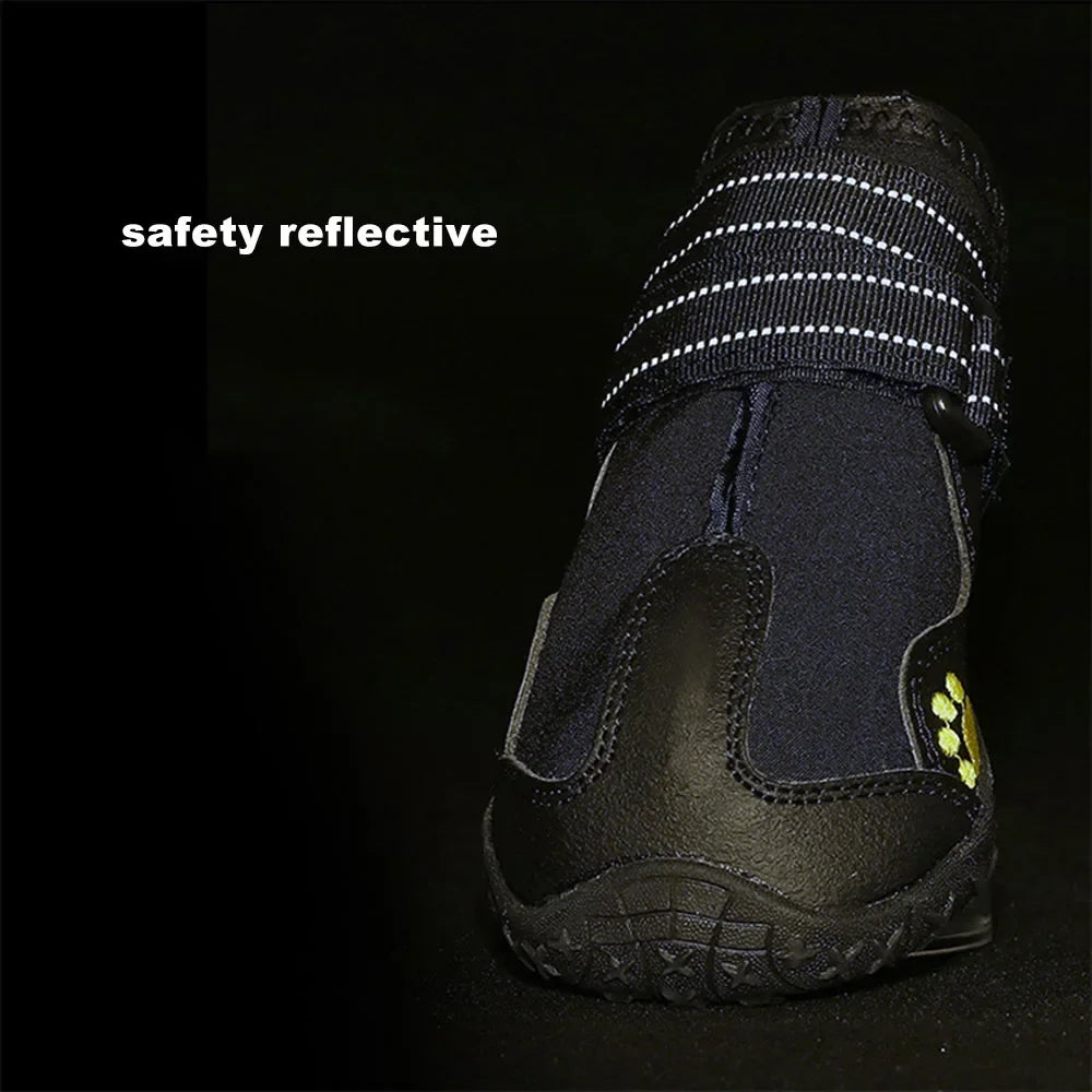 Dog Socks & Boots – 4pcs Reflective Waterproof Anti-Slip Shoes for Medium and Large Dogs, Warm for Snow & Rain