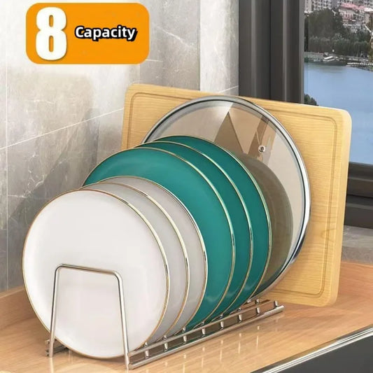 Stainless Steel Dish Storage Rack Desktop Drain Rack Household Bowl Rack Plate Rack Save Space Kitchen Dish Organiser