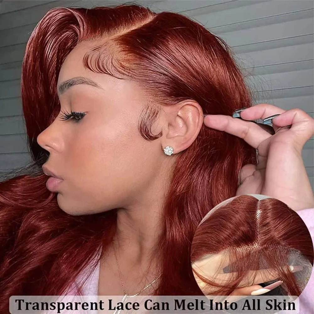 250 Density Reddish Brown 13x6 HD Lace Frontal Wig 30 36 40 Inch Colored 13x4 Body Wave Colored Lace Front Remy Human Hair Wig