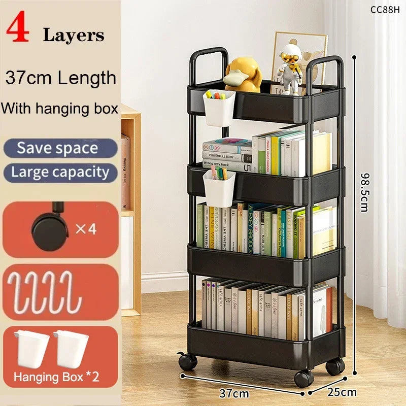 Mobile Kitchen Bookshelf Storage