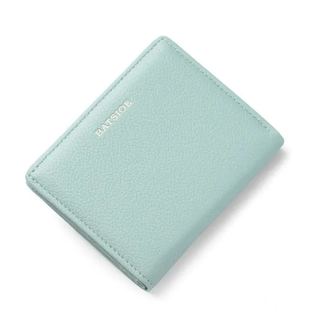Fashion PU Leather Short Wallet Large Capacity Solid Color Card Holder Thin Women's Handbag Student Men Small Purse Mini Clutch
