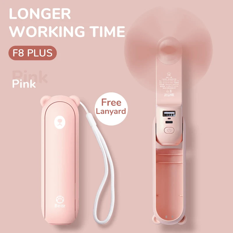 JISULIFE Portable Mini Handheld Fan USB 4500mA With Flash Light