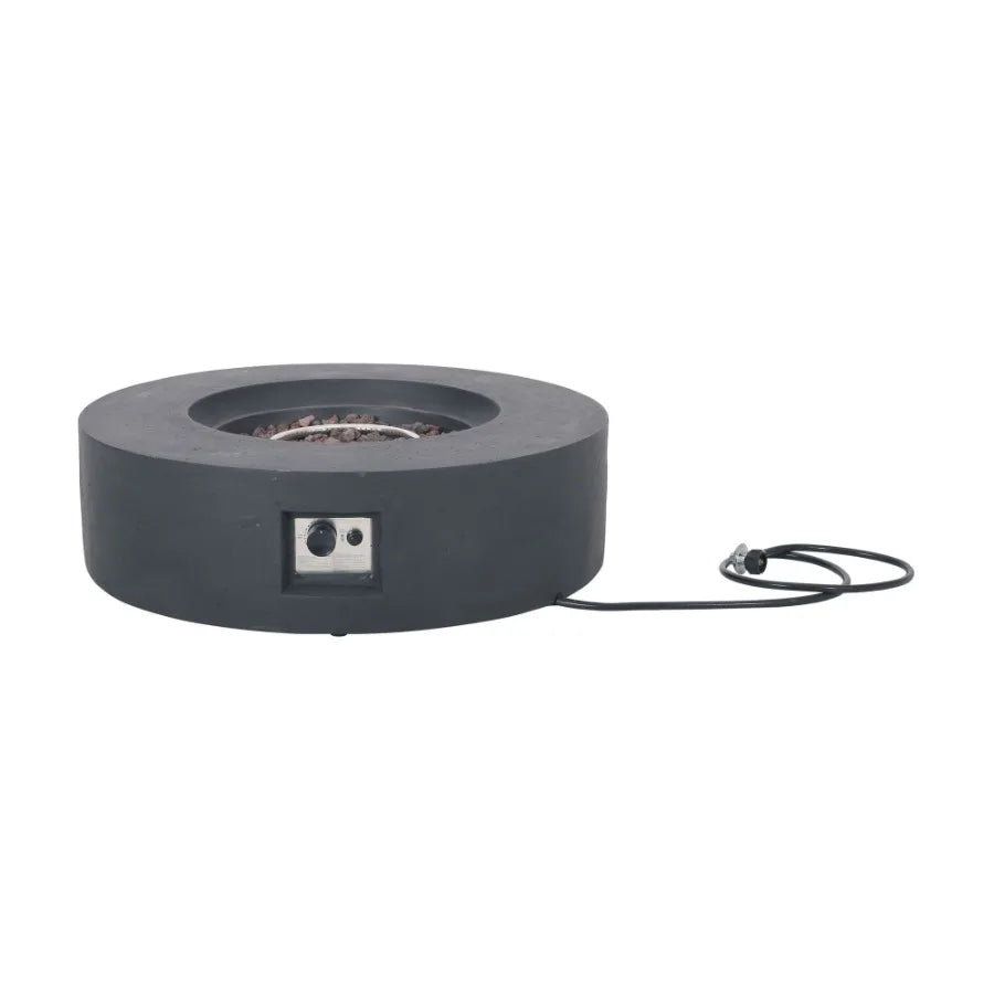 Lightweight Concrete Outdoor Circular Fire Pit Dark Gray 50 000 BTU Tank Cover not Included