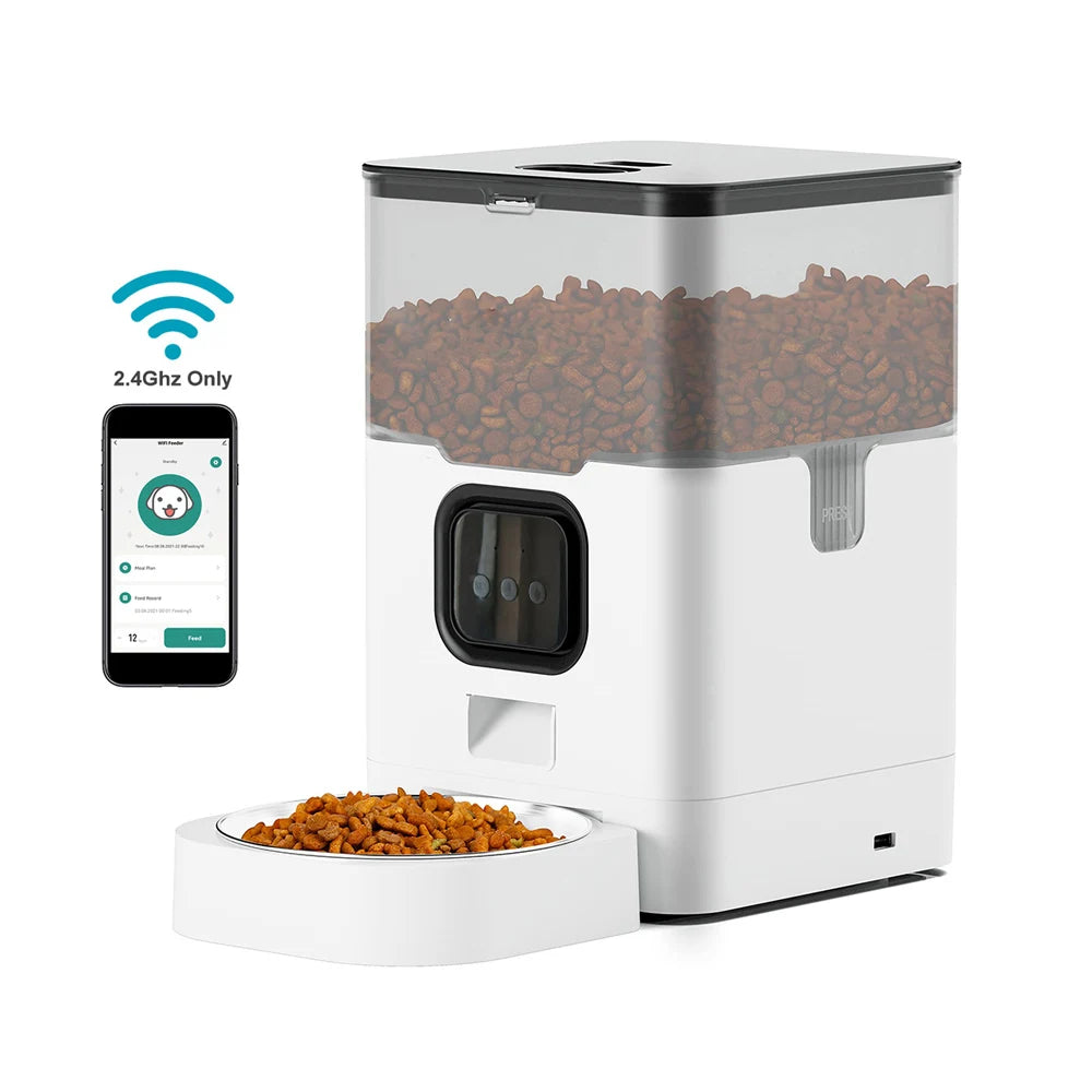 4L Automatic Pet Feeder APP Smart Cat Feeder Dog Slow Food Dispenser with Stainless Steel Bowl Voice Timer