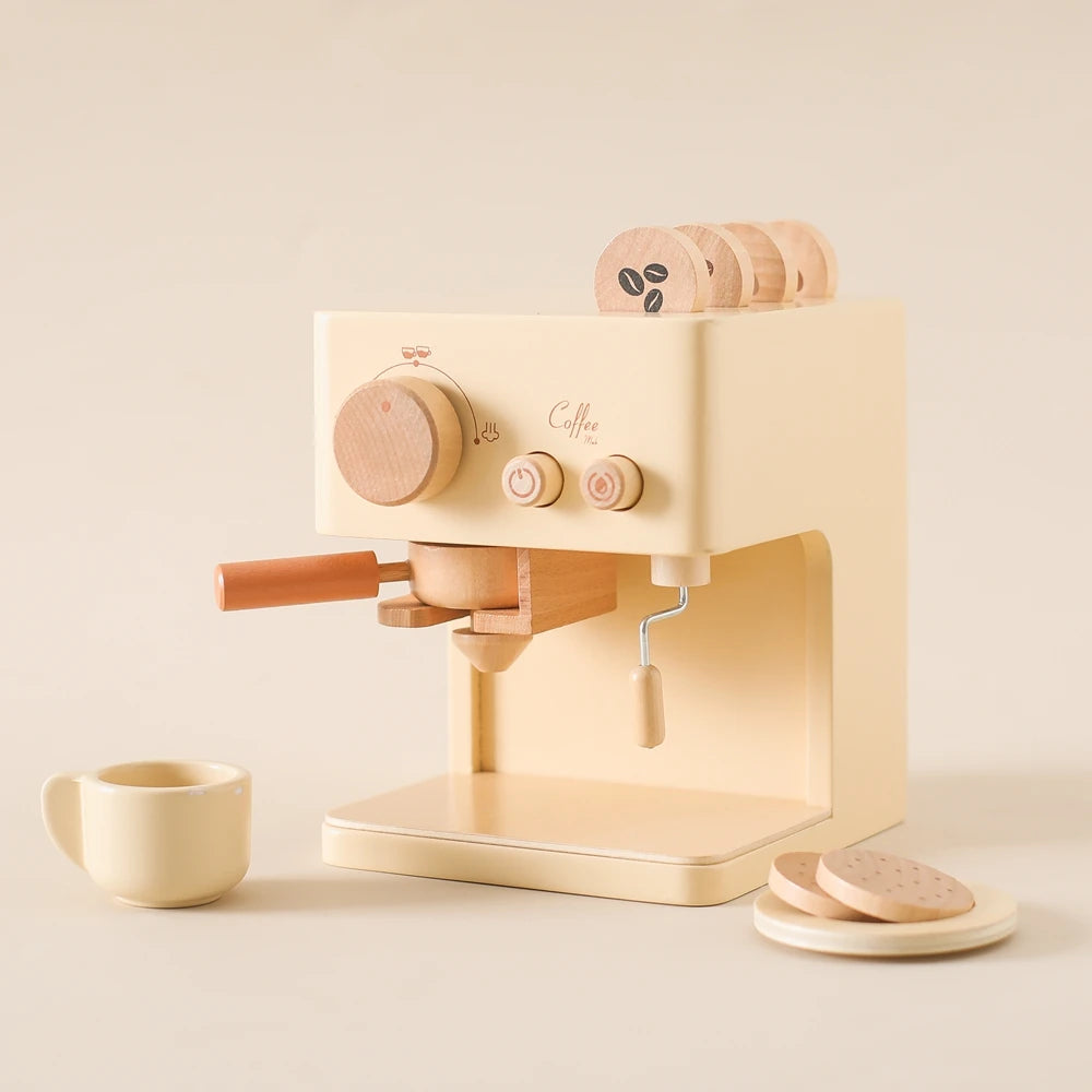 Children's Coffee Machine Kitchen Toys Wooden Montessori Toy Set Kids Cosplay Play House Early Education Educational Toys Gifts