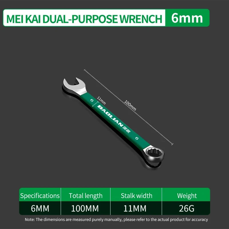 BaoLian Durable Wrench 8-30mm Plum Blossoms Open Combination Wrench Two-Way Double Fast Wrench Auto Repair Tools