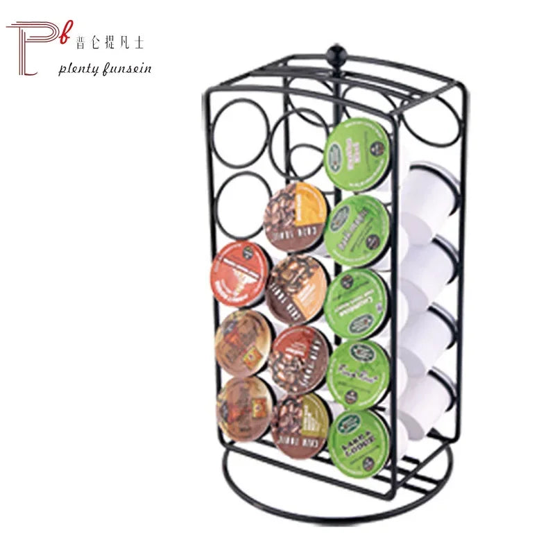 Coffee capsule holder, rotating universal, 50 in a small bag, 40 in a medium bag, and 30 in a large bag. Golden egg for orange