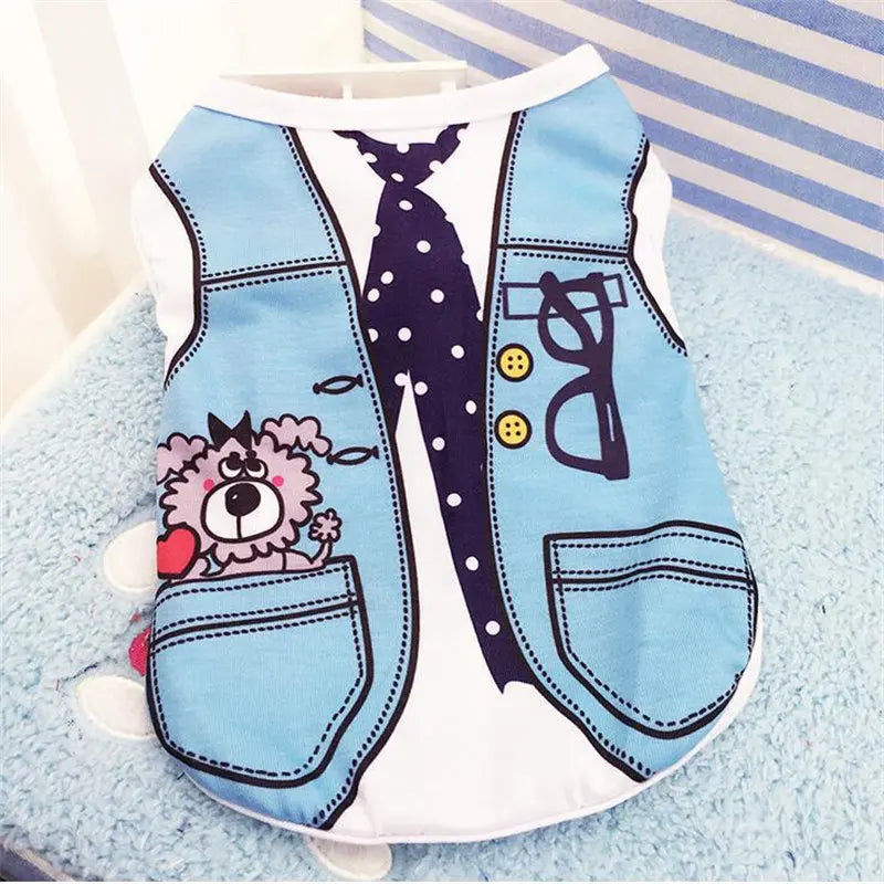 Cartoon Dog Clothes – Soft Summer Vest & Casual T-Shirt for Small Puppies