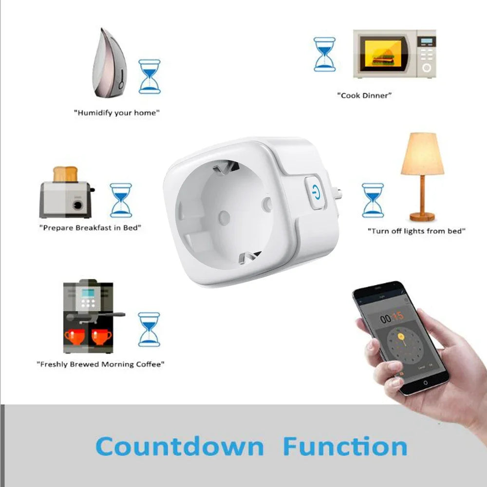 Tuya Smart Wifi Plug 16A/20A EU Outlet 3680W Power Meter Wireless Remote Control Smart Socket Compatiable With Alexa