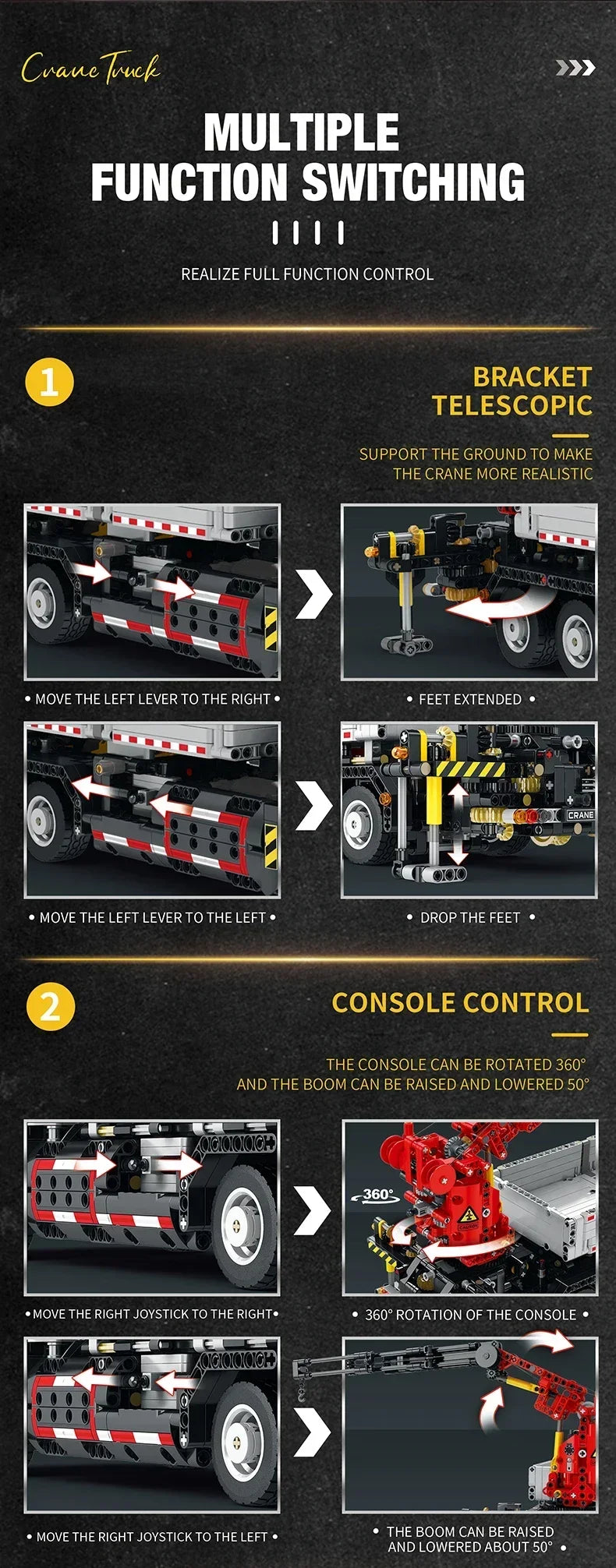2328PCS Multifunctional Crane Truck Building Blocks Remote Control Engineering Vehicle RC Car Bricks Kids Toys Birthday Gifts