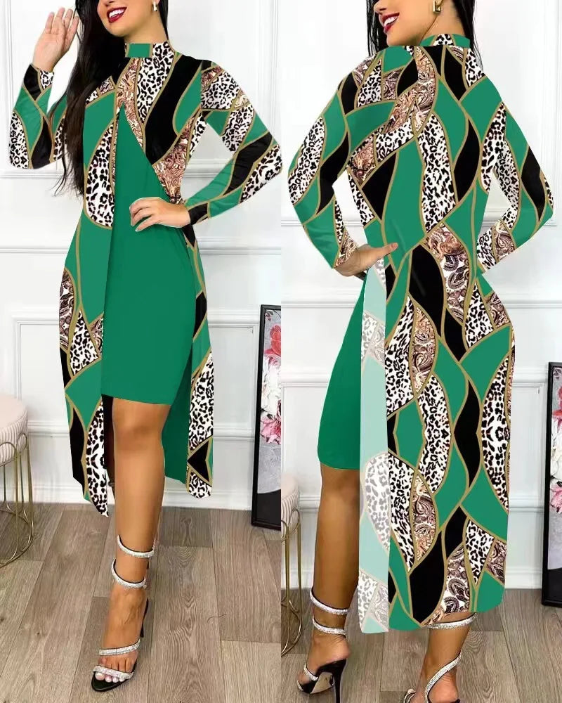 Two Piece Split Cardigan Dress