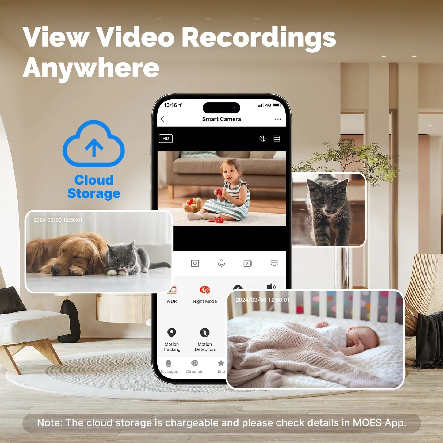 MOES Tuya Wi-Fi 6 Smart Indoor 4MP HD Security Pan/Tilt Camera Motion Tracking & Sound Detection Infrared Night Vision Monitor
