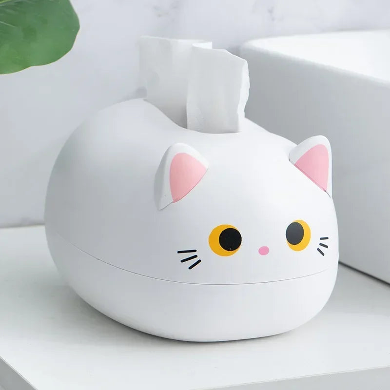 Kawaii Cat Tissue Box Living room Napkin Storage Box Kitchen Paper Container
