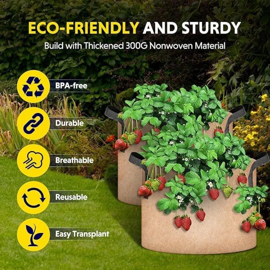 Plant Grow Bag 5 Gallon 6Pack Heavy Duty Fabric Pots 300g Thick Nonwoven Fabric Containers Aeration with Nylon Handles for Plan