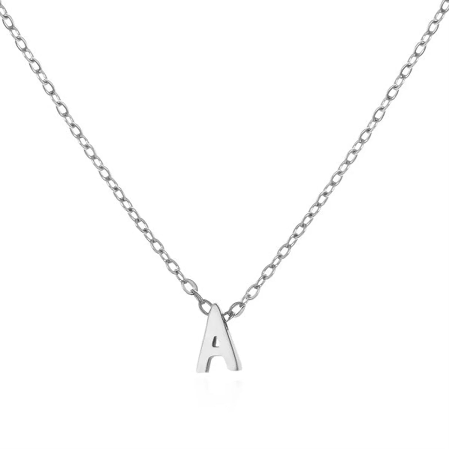 Silver Color Tiny A-Z Initial Letter Necklace for Women Stainless Steel 26 Alphabet Name Pendant Necklaces Jewelry Birthday Gift
