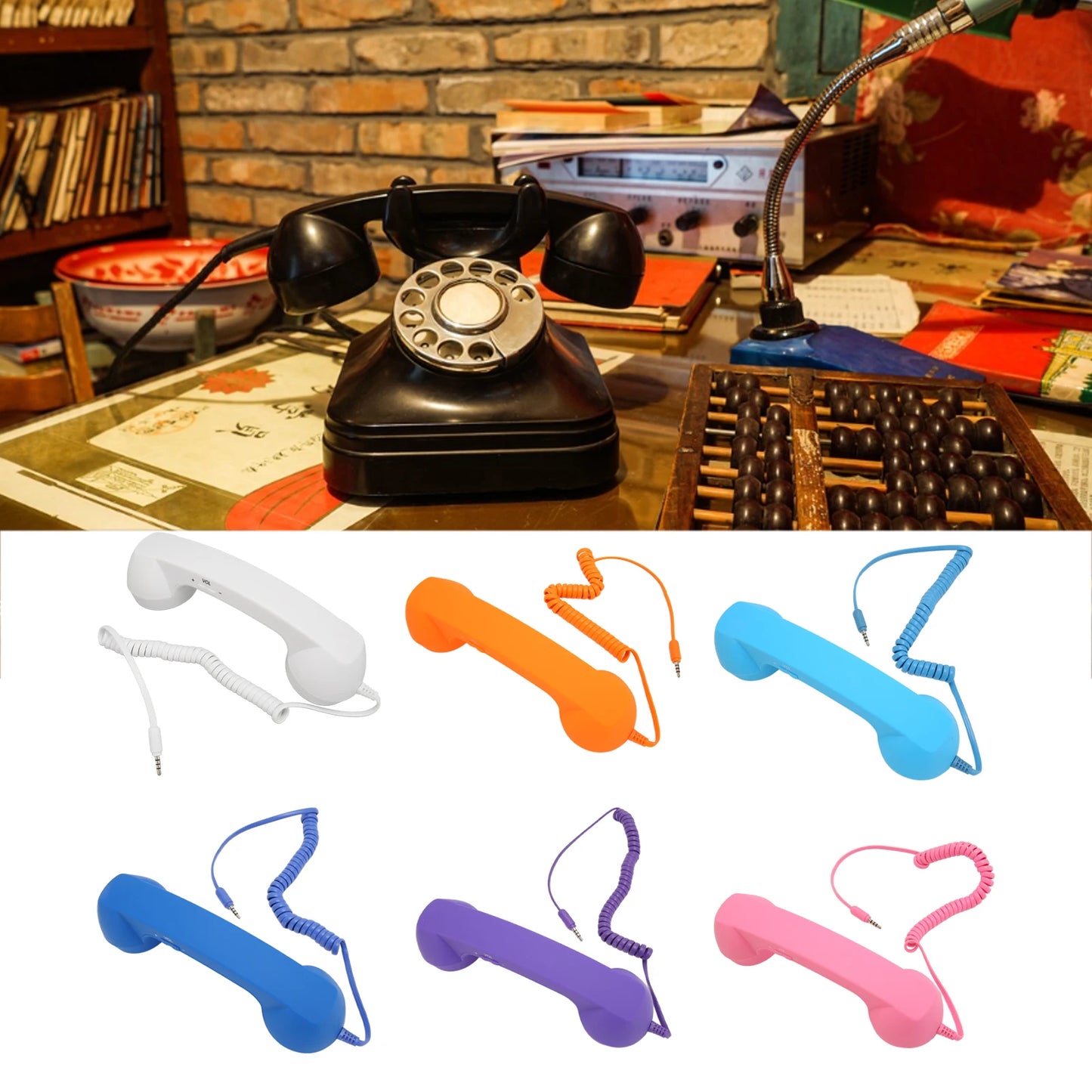 Retro Telephone Handset 3.5mm, Stylish Mini Phone Call Receiver Microphone Speaker for Mobile Phones