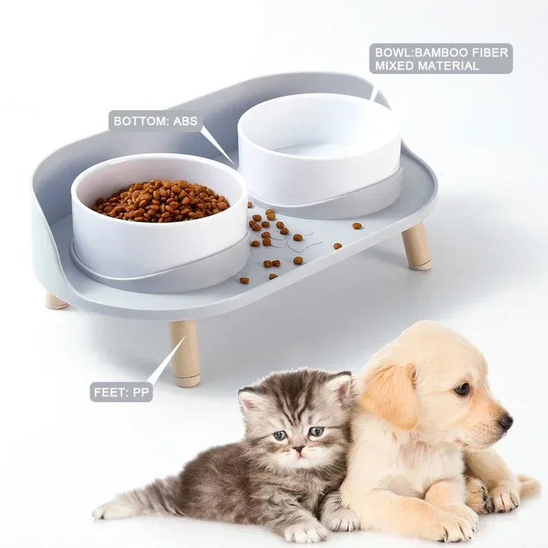 Adjustable Cat Double Bowls Feeder Bowls